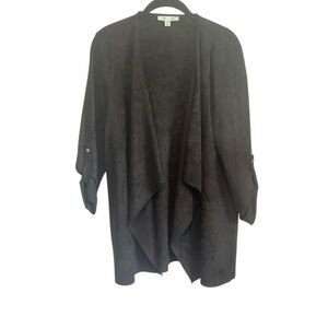 She + Sky Black Open Front Faux Suede Black Cardigan